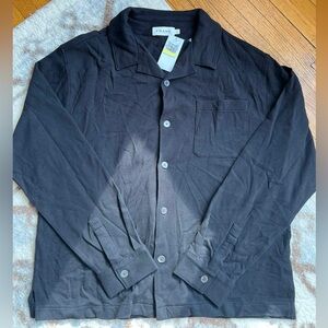 FRAME Long Sleeve Duo Fold Relaxed Shirt in Black